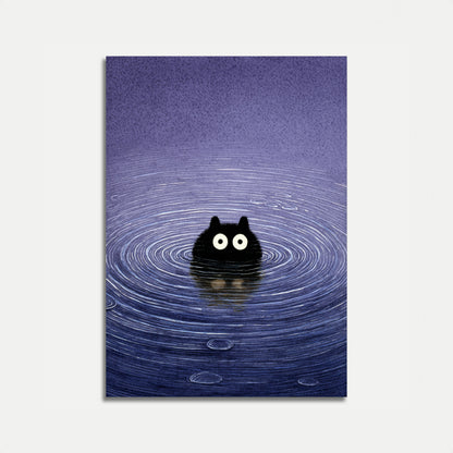 Zwarte Kat in Water Poster