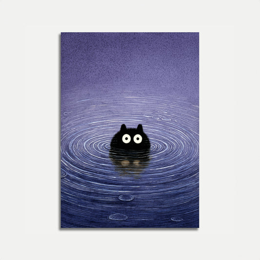 Black Cat in Water Poster