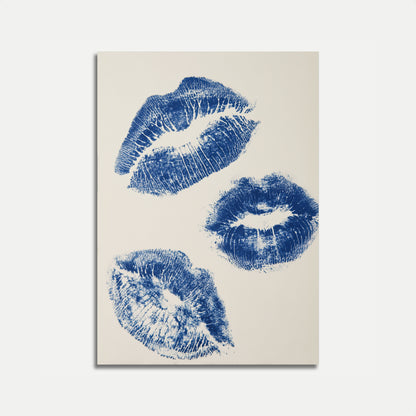 Blue Kisses Romantic Art Poster