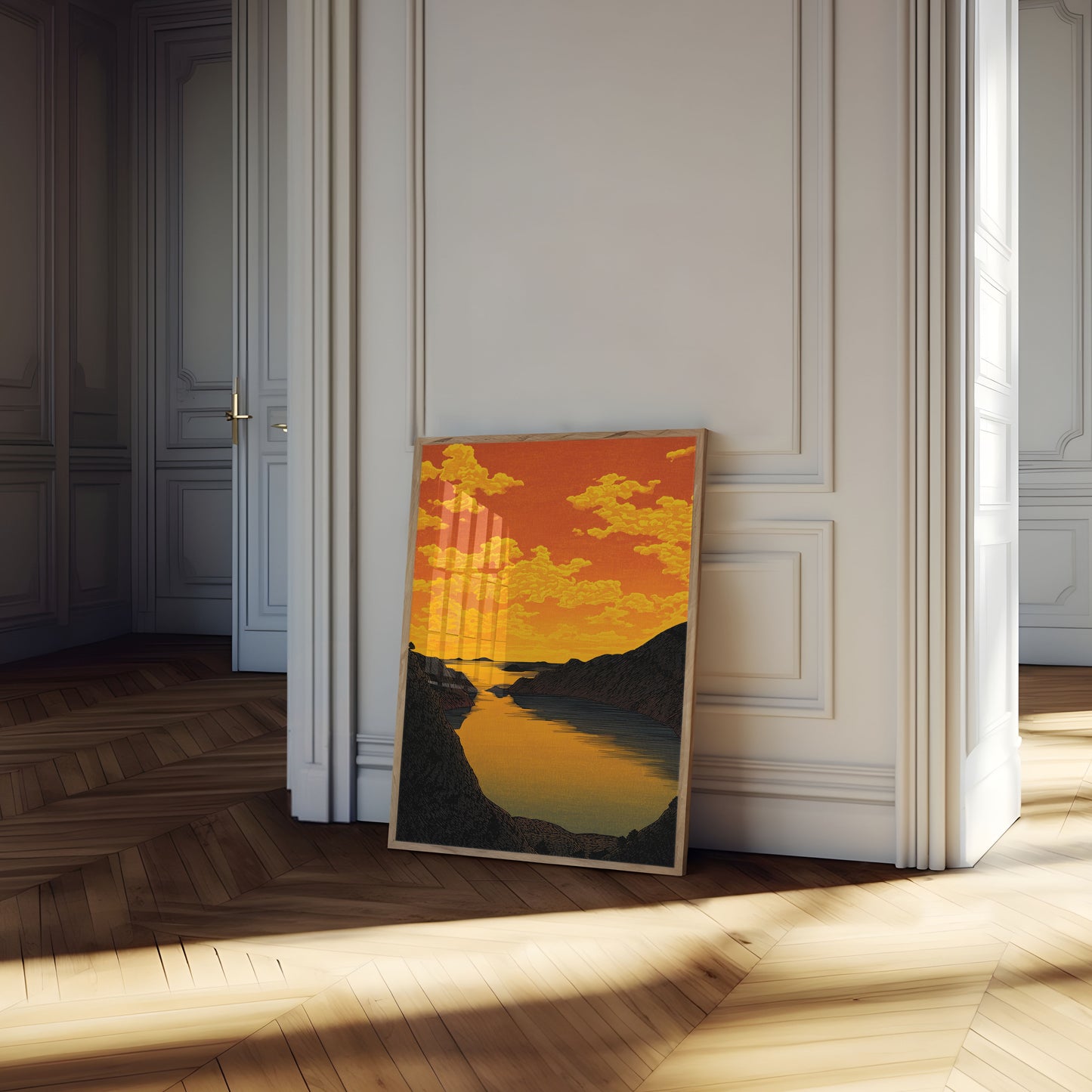 Golden Sunset Mountain Lake Poster