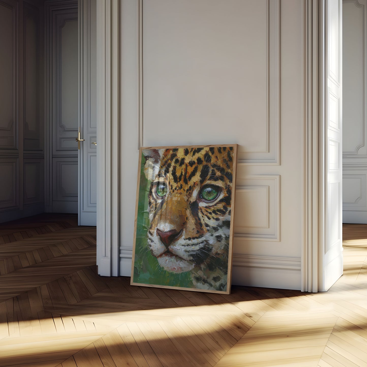 Póster de Leopardo con Ojos Verdes