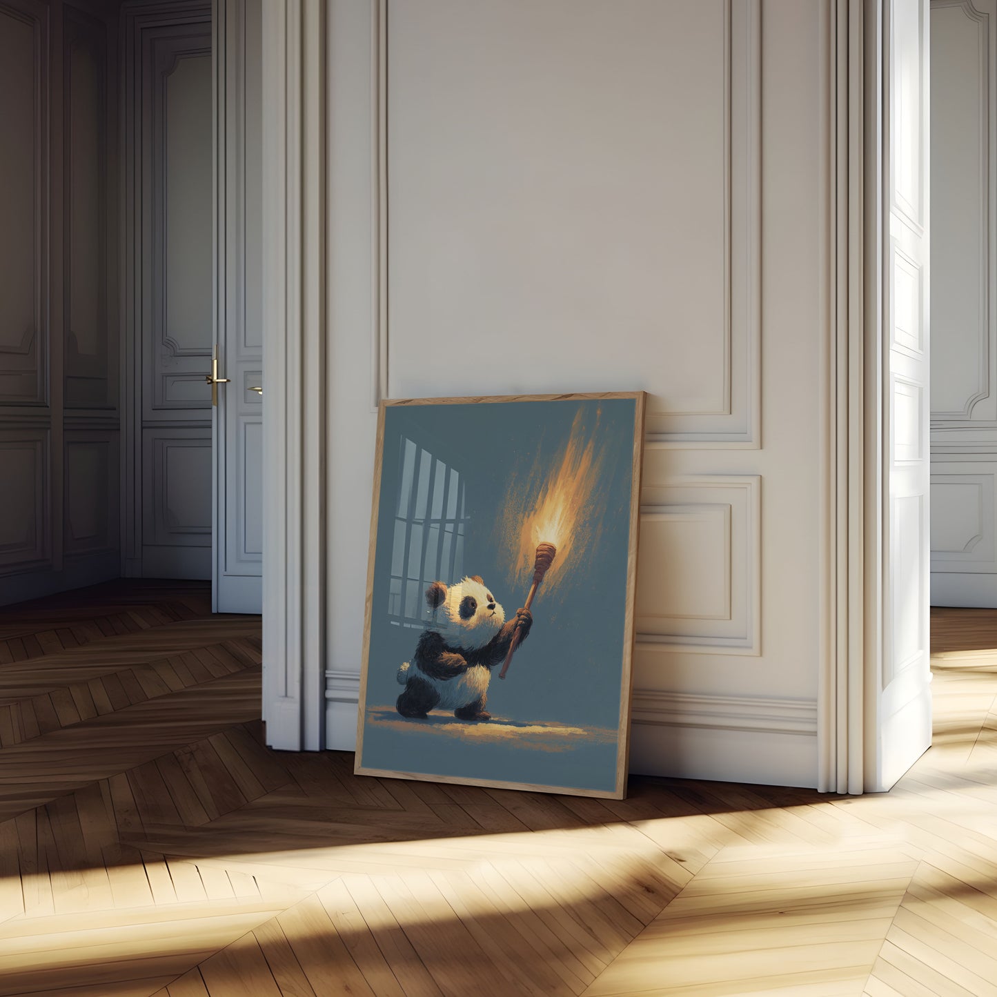 Flaming Torch Panda Adventure Poster