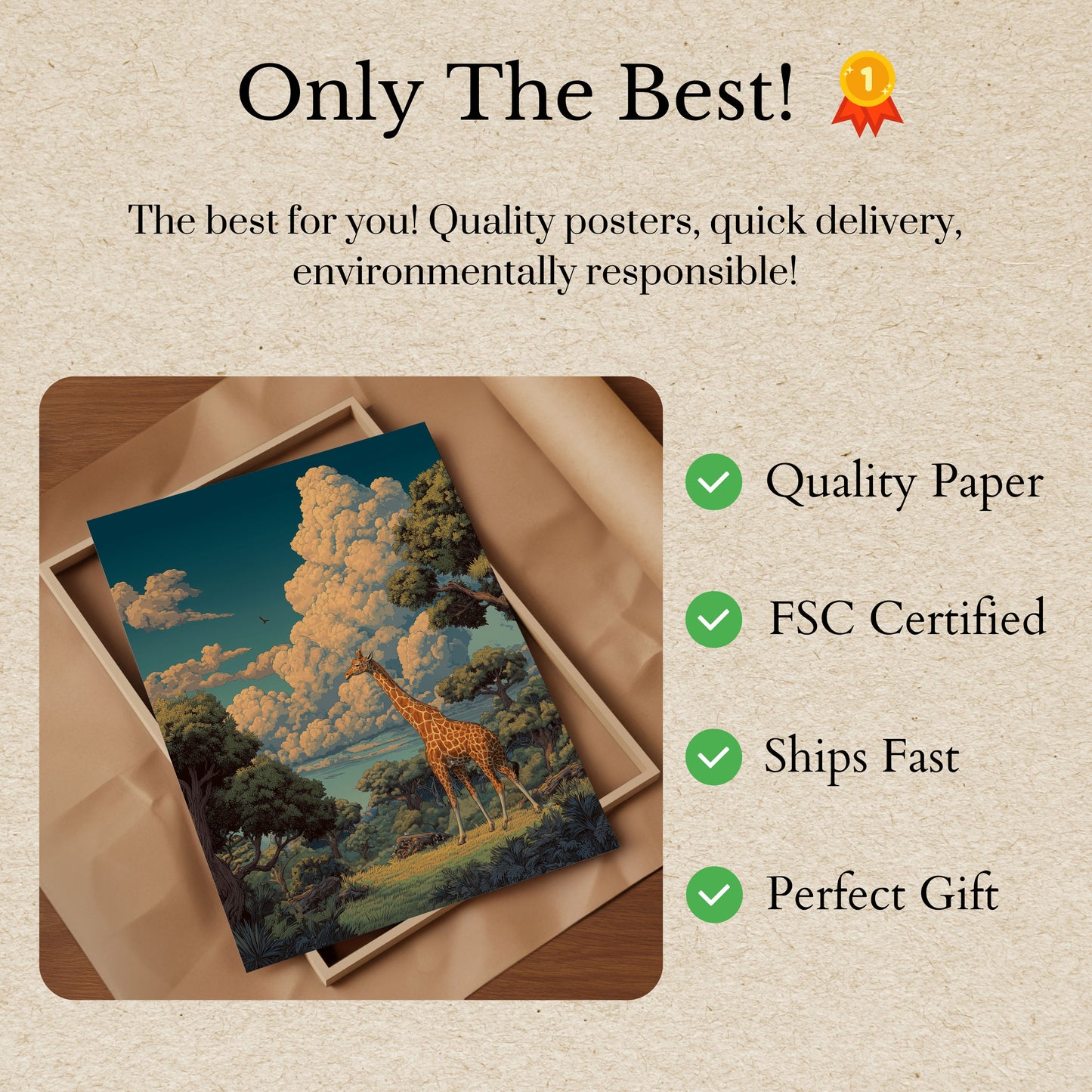 Póster de la majestuosa jirafa de la sabana