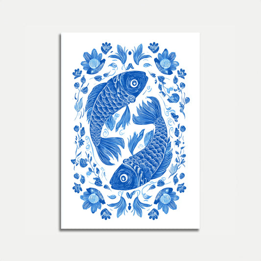 Pôster de Harmonia de Peixe Koi Azul