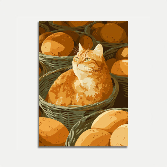 Orange Cat in Bread Basket Poster