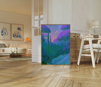 Magical Garden Night Moon Poster