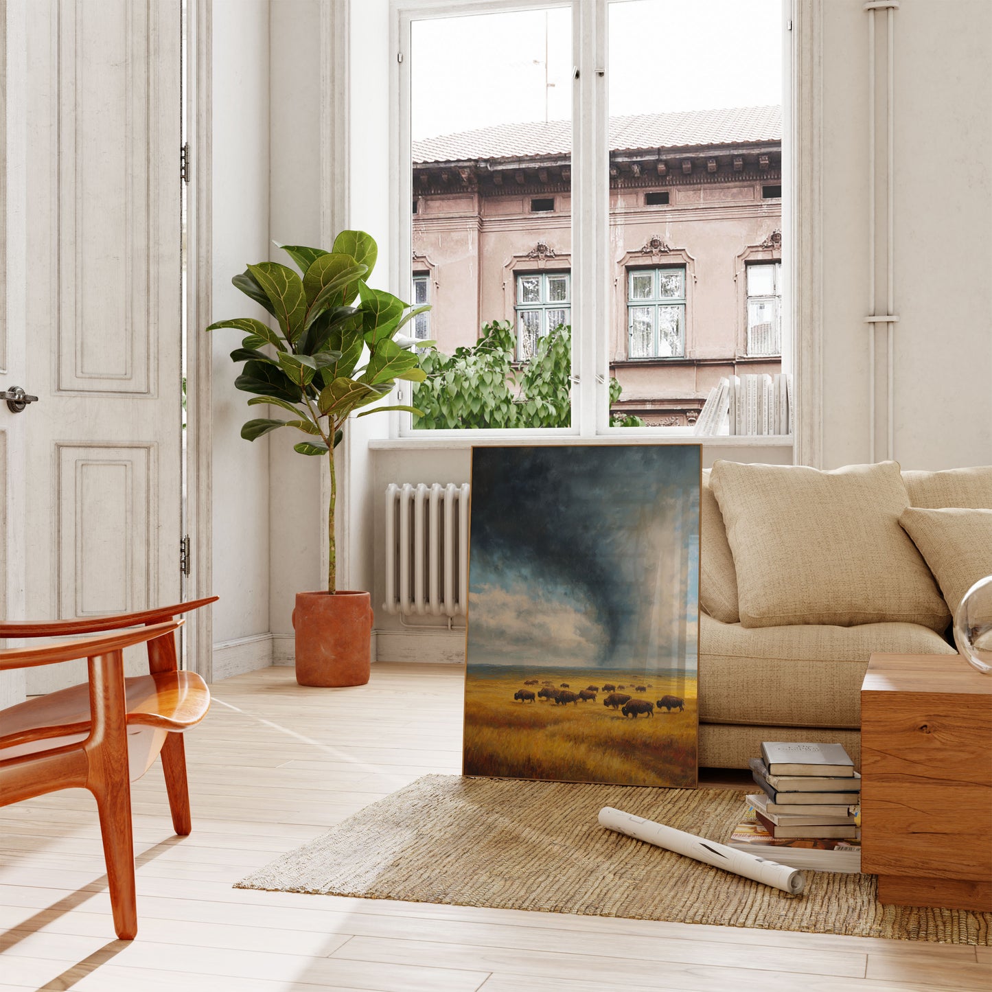 Buffalo Herd Storm Approaching Poster

Büffelherde Sturm nähert sich Poster