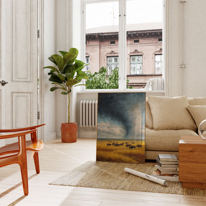 Buffalo Herd Storm Approaching Poster

Büffelherde Sturm nähert sich Poster