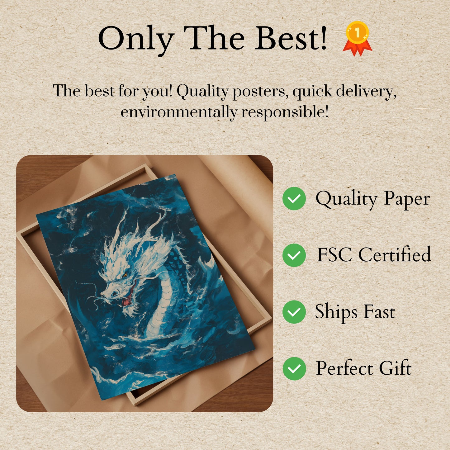 Majestueuze Draak in Golven Poster