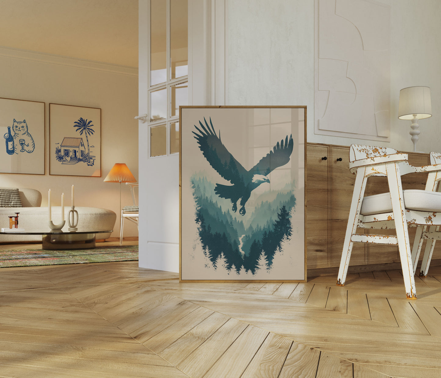 Majesteuze Adelaar Bos Silhouet Poster