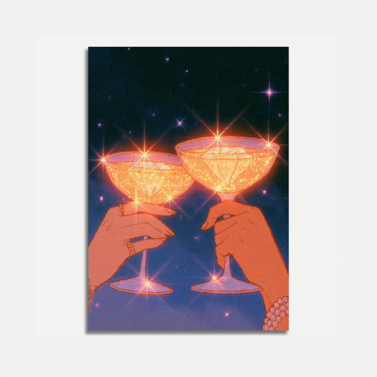 Celestial Cheers Champagne Toast Poster