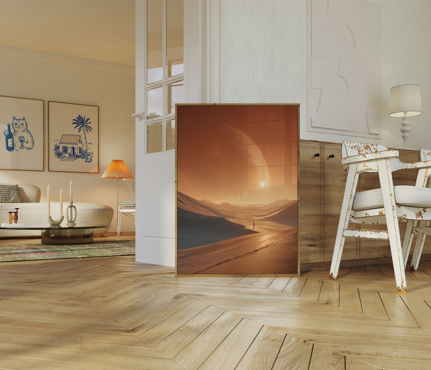 Póster de paisaje desértico de dunas épicas