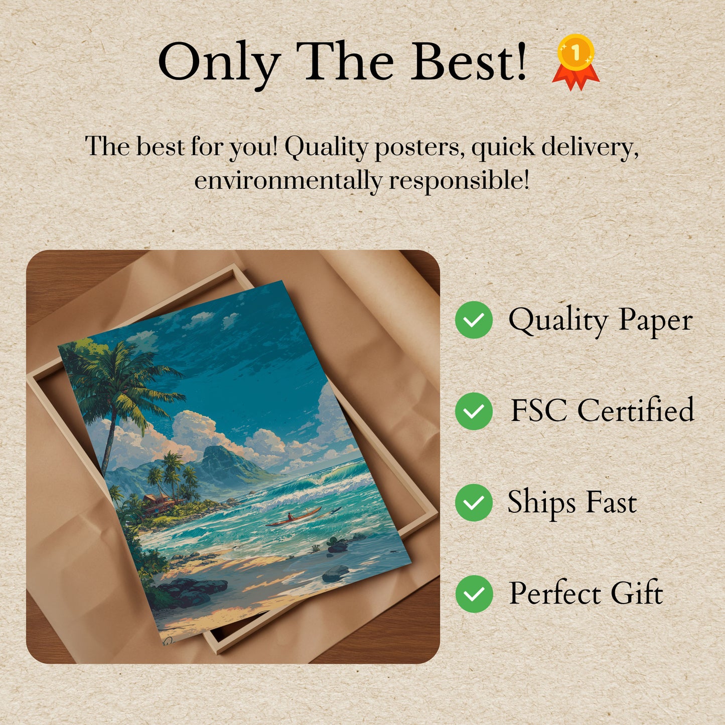 Tropical Paradise Waves Poster