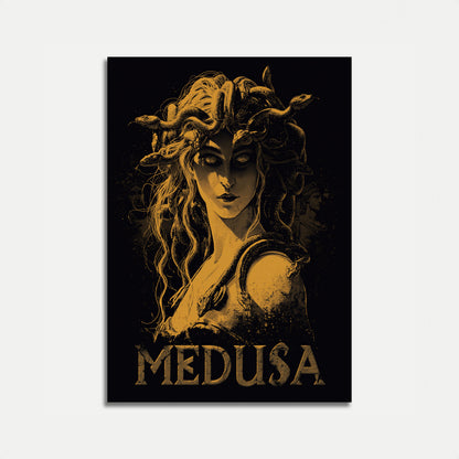 Poster mit Medusa-Mythologie aus Gold