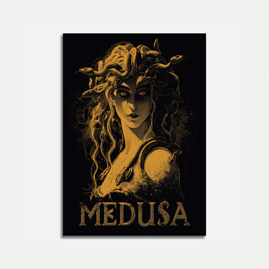 Medusa Mythological Gold Poster