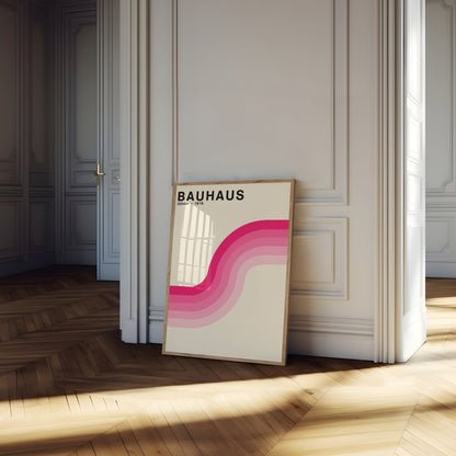 Bauhaus Pink Wave Design Poster