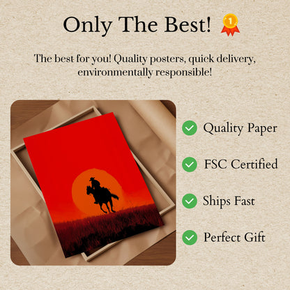 Sonnenuntergangs-Cowboy-Silhouette-Poster