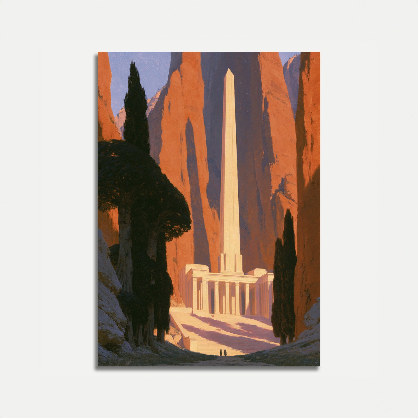 Ancient Temple Canyon Landscape Poster