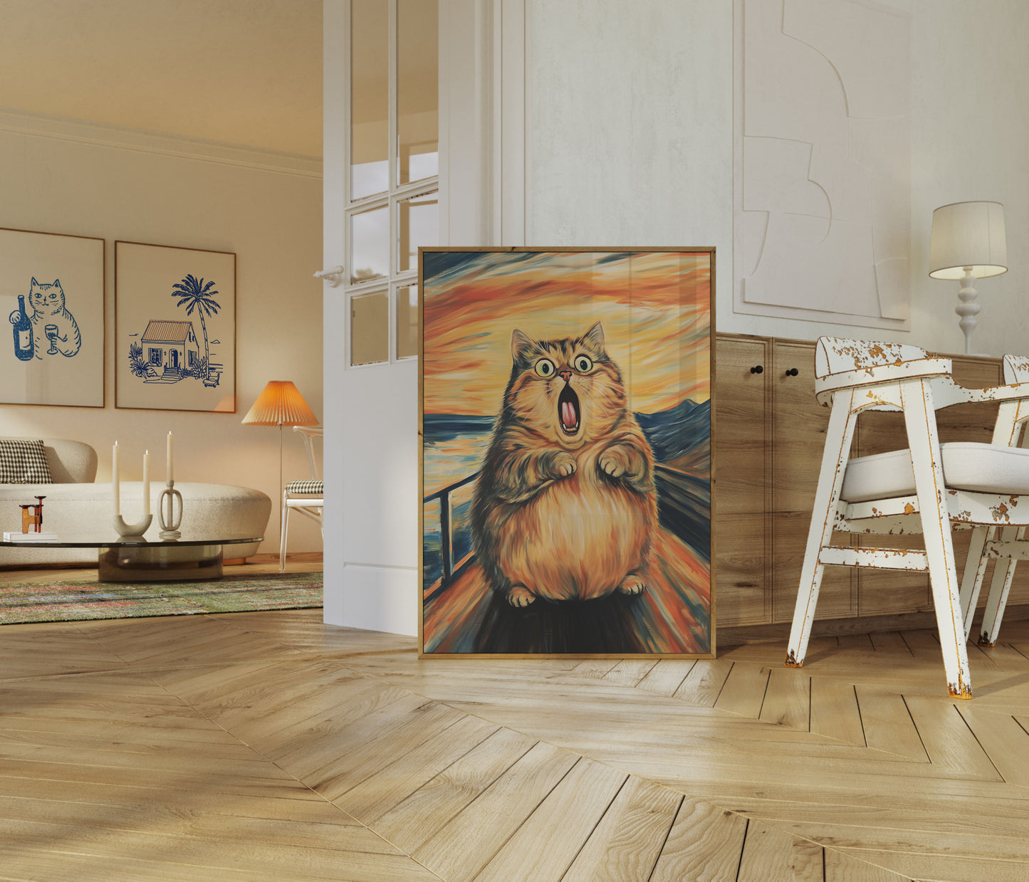 Screaming Cat Existential Art Poster