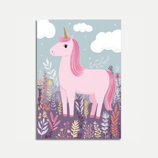 Affiche Licorne Rose Magique