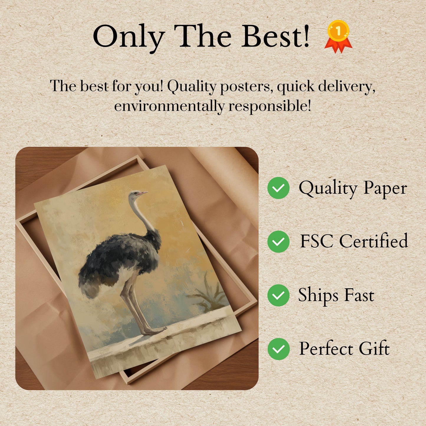 Elegant Ostrich Bird Poster