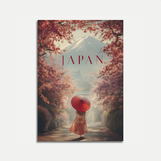 Kirsebærblomsttræ Bjerg Japan Plakat