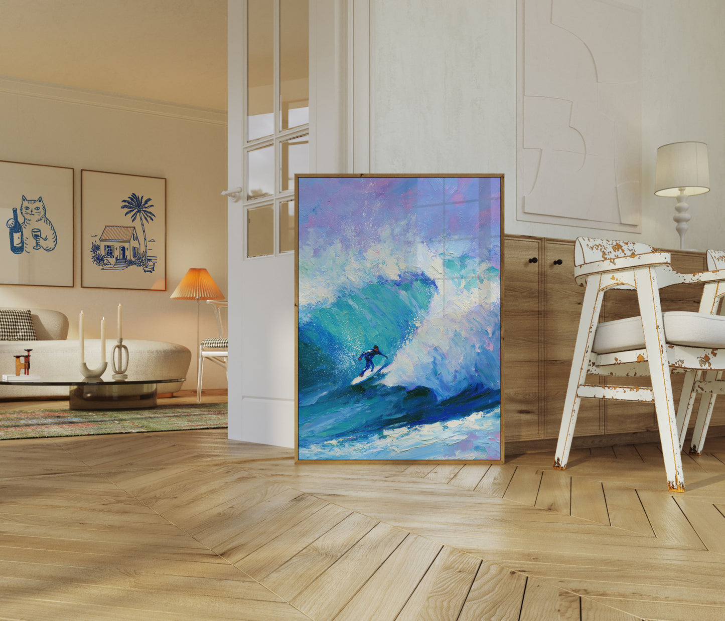 Surfer Riding the Wave Poster