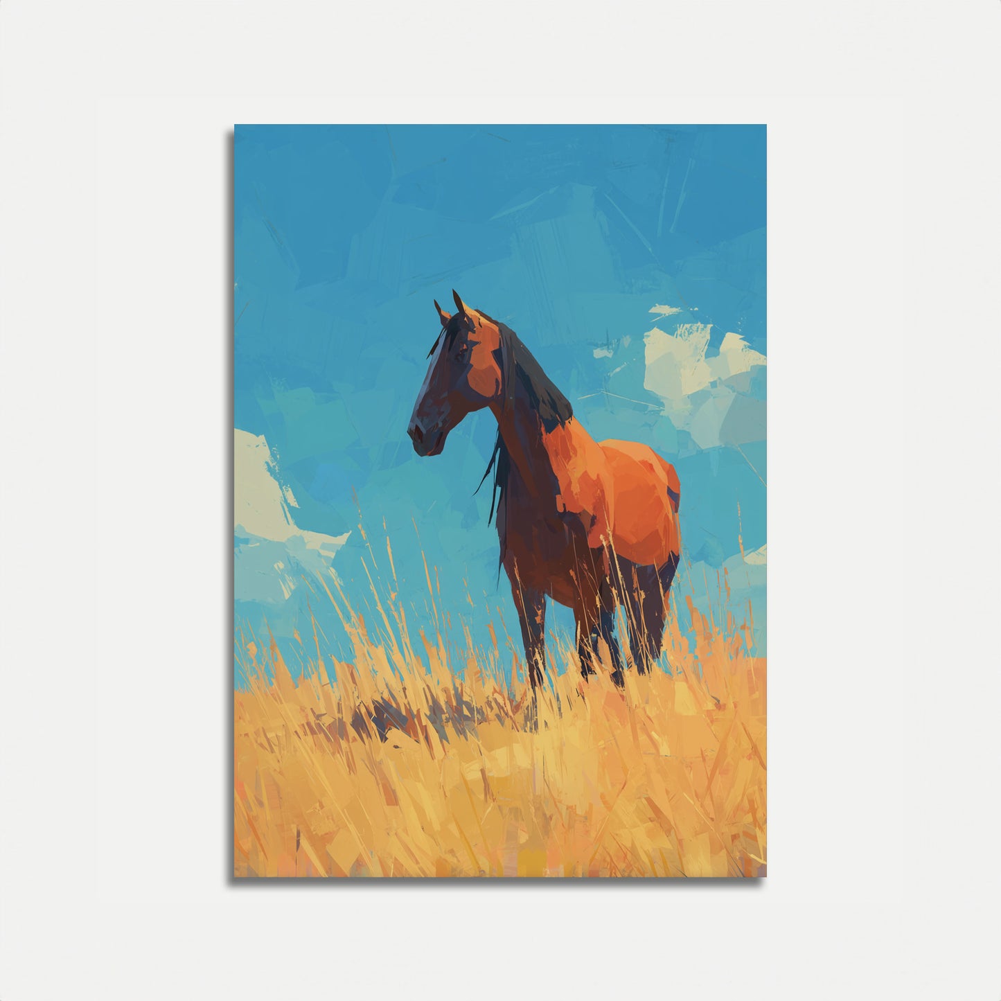 Solitary Stallion Prairie Poster