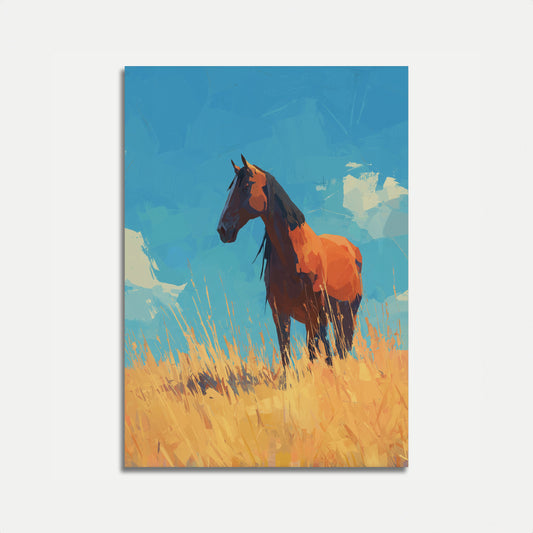 Solitary Stallion Prairie Poster