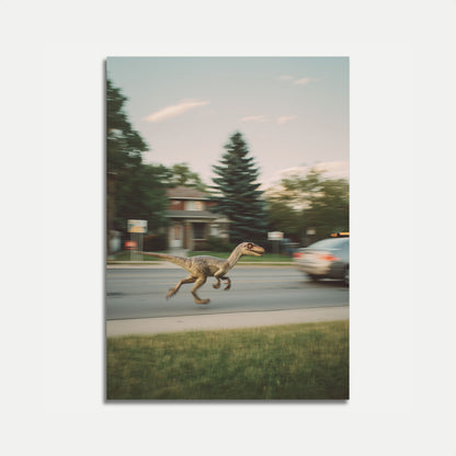 Suburban Velociraptor Street Poster