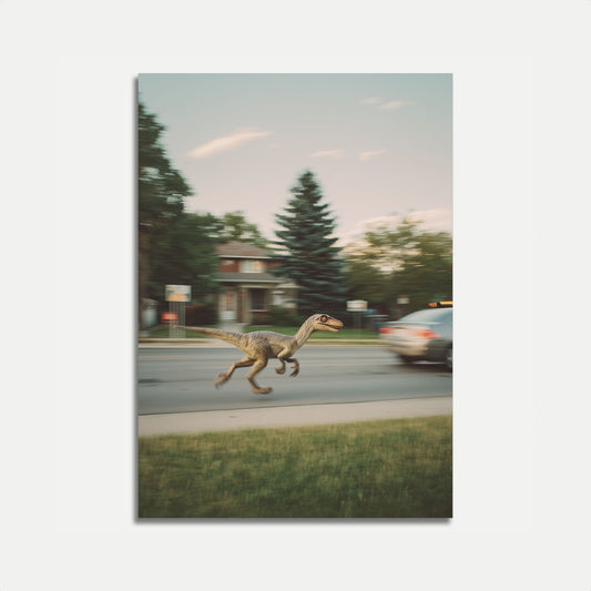 Suburban Velociraptor Street Poster