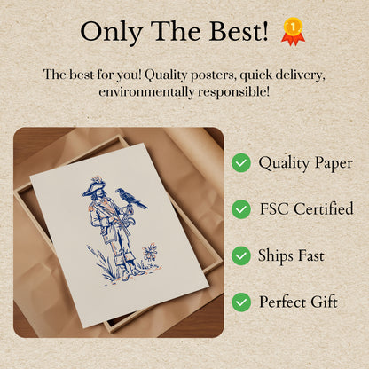 Vintage Pirate with Parrot Poster