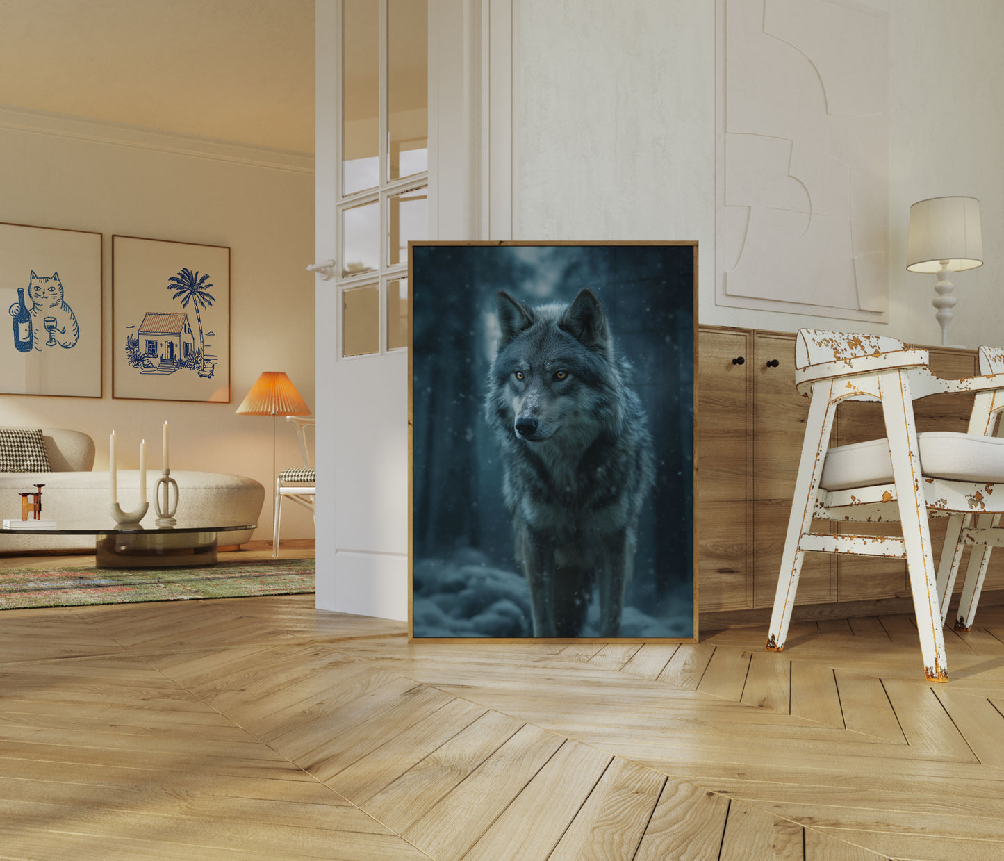 Lone Wolf Winter Forest Poster