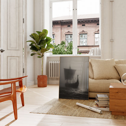 Misty Viking Ship Poster