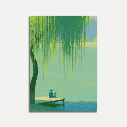 Pesca tranquila junto al sauce Póster