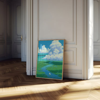 Segelboot in Küstengewässern Poster