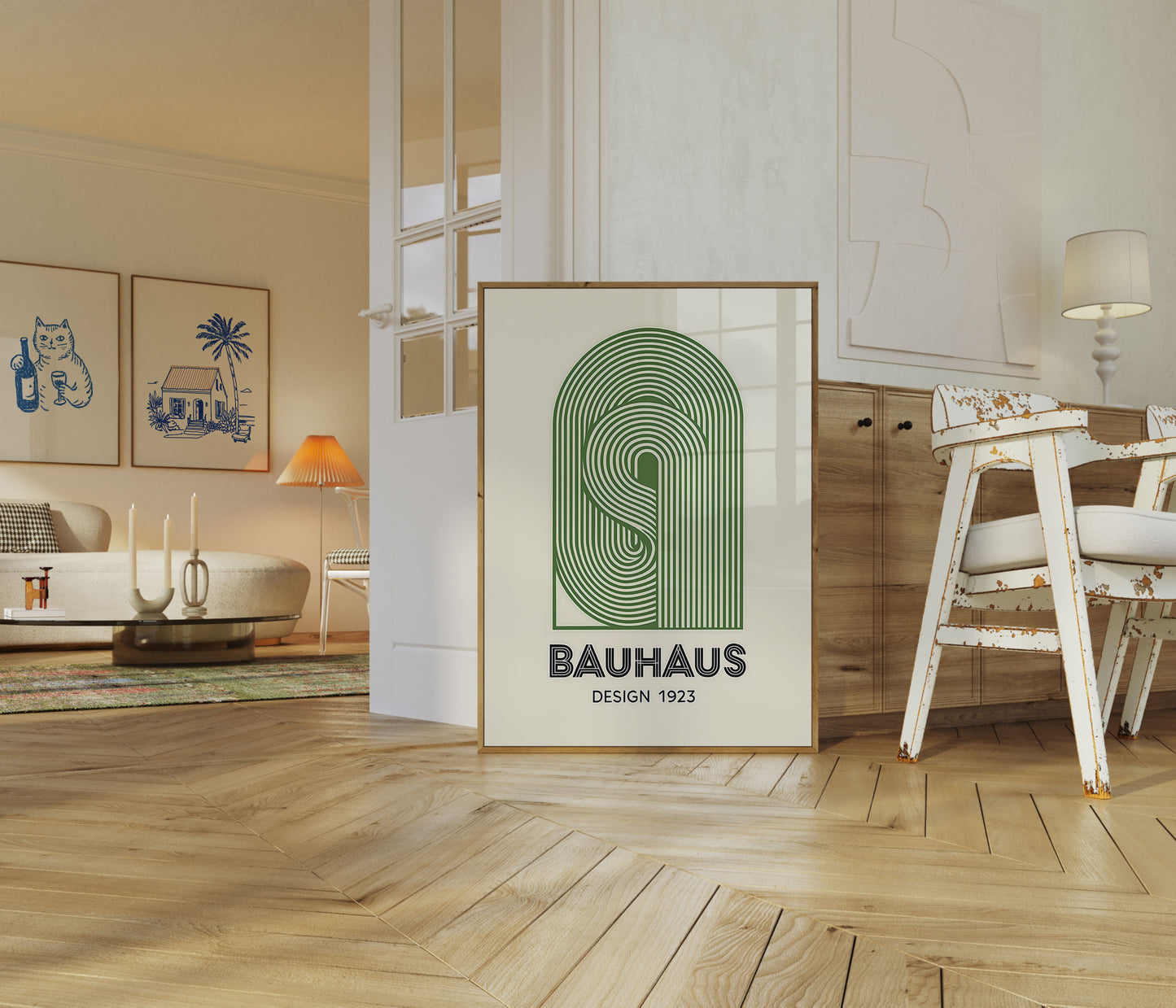 Bauhaus Green Abstract Design Poster