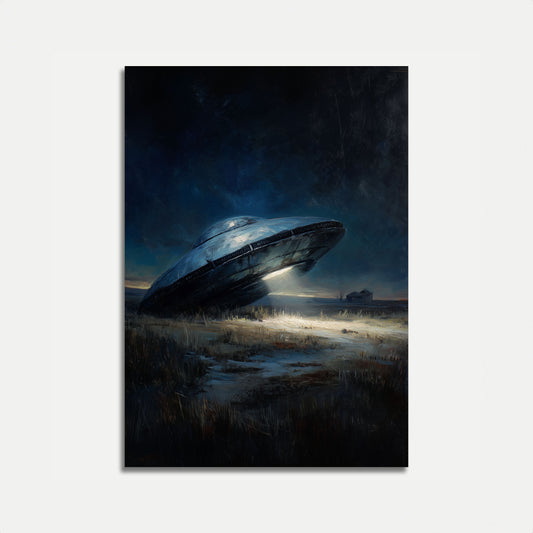 Alien Spacecraft Night Landing Poster