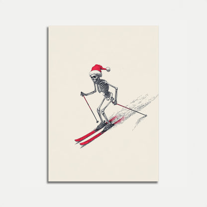 Skeleton Ski Christmas Poster