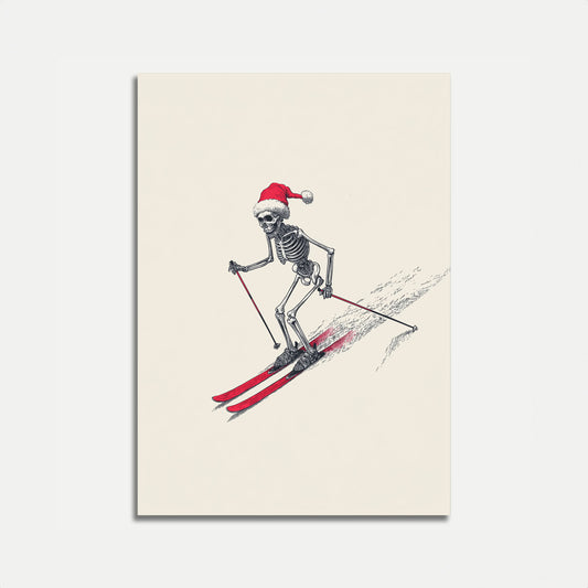 Skeleton Ski Christmas Poster