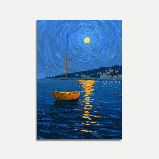 Måneskinssejlads Nat Plakat