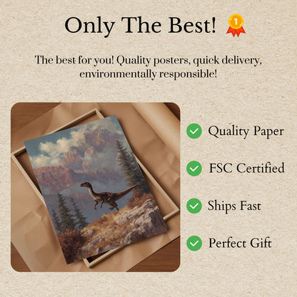 Póster del guardián de la montaña prehistórico