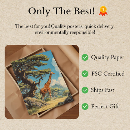 Póster de la majestuosa jirafa de la sabana