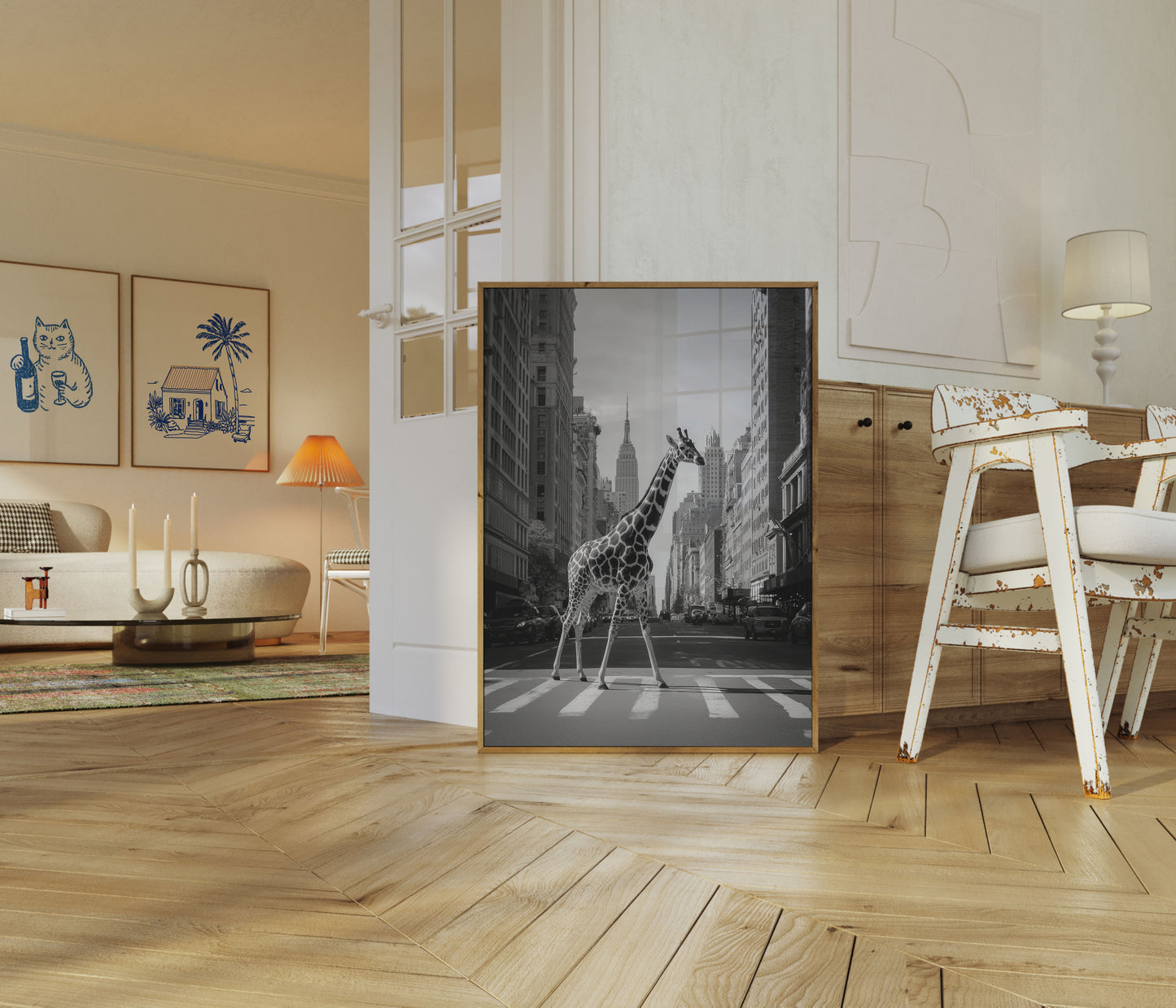 Giraffe Crossing New York City Poster