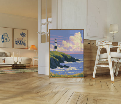 Coastal Lighthouse at Sunset Poster