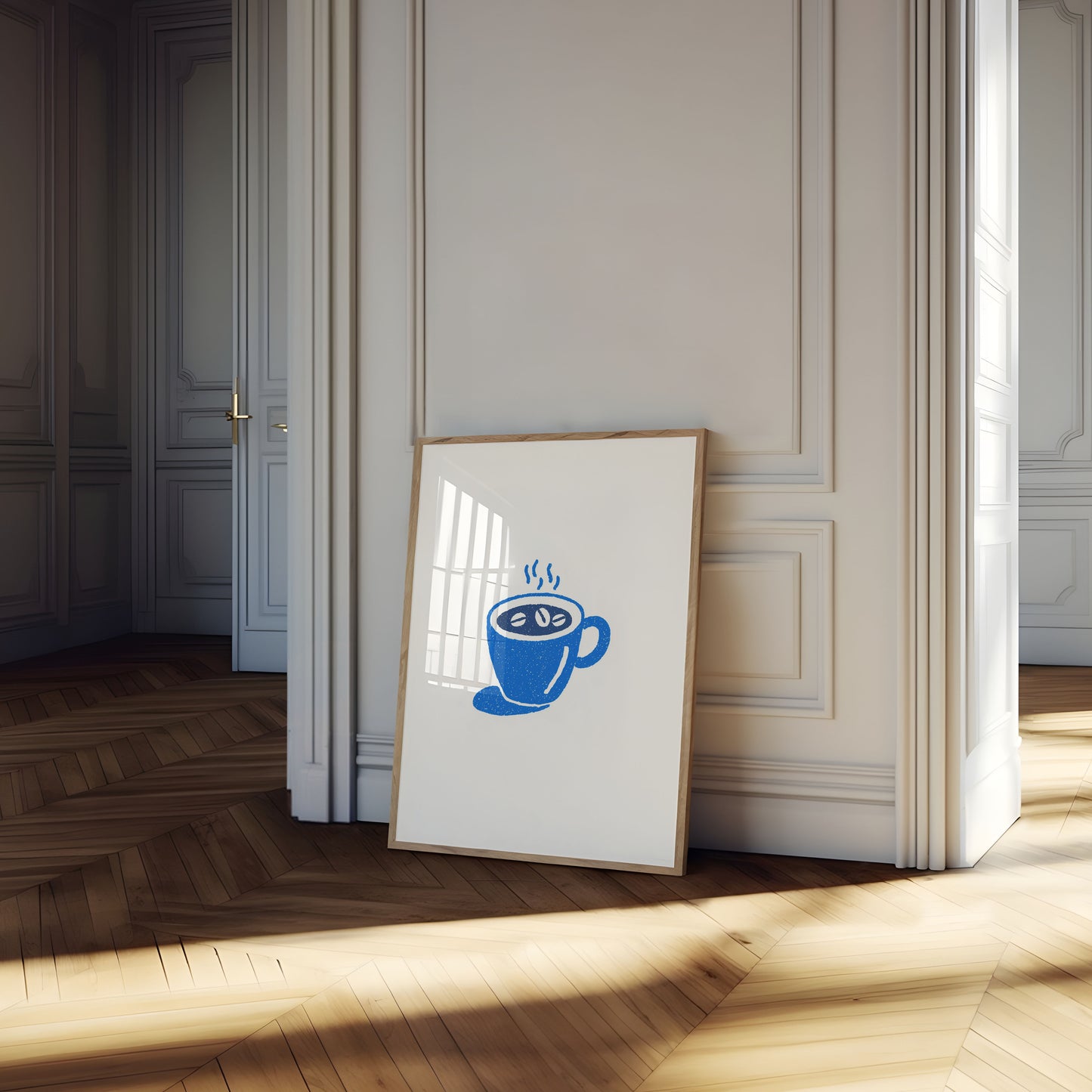 Blue Coffee Cup Cafe Art Poster