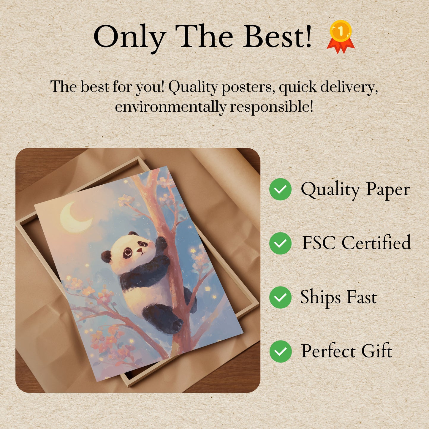 Moonlit Panda Tree Poster