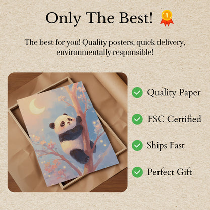 Moonlit Panda Tree Poster