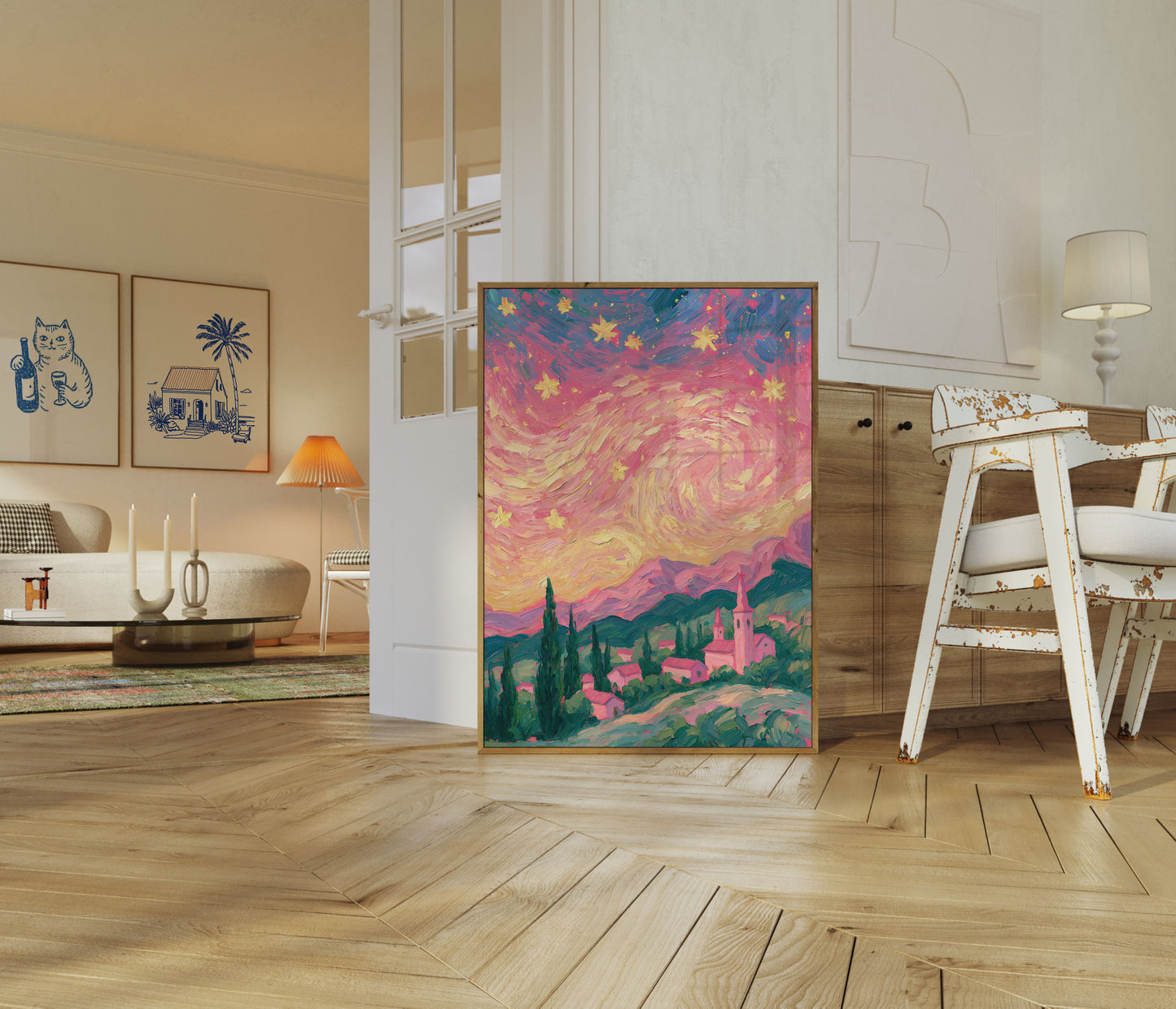 Póster Paisaje Noche Estrellada