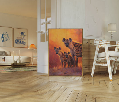 Afrikanske Hyæner ved Solnedgang Plakat